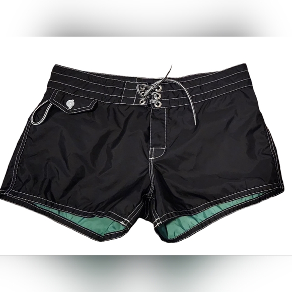 Birdwell Women's Black and Green Lace-Up Surf, Board Swim Shorts Size 8 USA - Picture 1 of 6